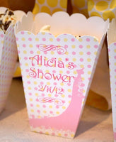 Wedding Shower Popcorn Boxes | Bridal Shower Favor Boxes | Wedding Dress Party Favors | Personalized Wedding Dress Favors | Polka Dot Favor