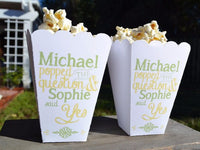 Popped the Question Engagement Party Popcorn Boxes Favors | Movie Theatre Style Popcorn Carton