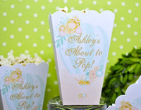 About to Pop Baby Shower Popcorn Boxes | Hot Air Balloon Shower Favors | Baby Girl Favor | Popcorn Bar | Watercolor Favors | About to Pop