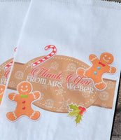 Gingerbread Man Candy Cane Christmas Cookie Bags | Christmas Candy Bags | Holiday Party Favors | Christmas Goodie Bags | Popcorn Bags