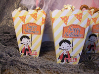 Cute Vampire Kids Halloween Popcorn Goodie Boxes Personalized for Trick or Treating or Halloween Party Favors