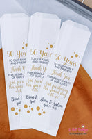 50th Anniversary Silverware Utensil Flatware Bags, Gold Anniversary Bags, 50 Years Married Utensil Bags