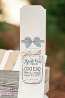 I Do BBQ White Bags with Blue Check Ribbon Wedding or Engagement Party Silverware Utensil Flatware Bags