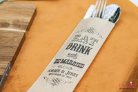 Eat Drink and Be Married Wedding Silverware Utensil Flatware Bags