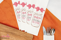 I Do BBQ White Bags with Red Check Ribbon Wedding or Engagement Party Silverware Utensil Flatware Bags