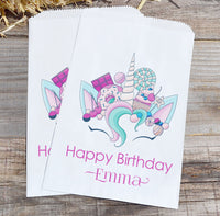 Unicorn Birthday Candy Favor Bags Purple and Mint