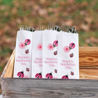Lady Bug Pink Silverware Bags Utensil Flatware Bags