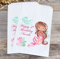 Mermaid Birthday Theme Favor Bags Brunette Under the Sea