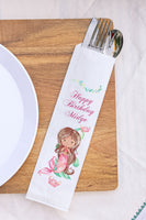 Mermaid Birthday Silverware Bags Utensil Flatware Bags Brown Hair Under the Sea