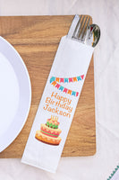 Happy Birthday Cake and Banners Silverware Bags Utensil Flatware Bags