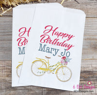 Happy Birthday Bicycle Party Favor Bags, Birthday Favor Goodie Bags