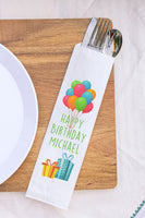 Happy Birthday Balloons and Presents Silverware Bags Utensil Flatware Bags