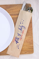 Fourth of July Personalized Kraft Silverware Bags Utensil Flatware Bags, Contact Free Silverware July 4th, July Fourth