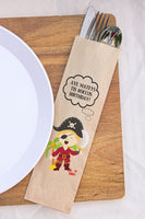 Pirate Boy Birthday Kraft Brown Silverware Bags Utensil Flatware Bags