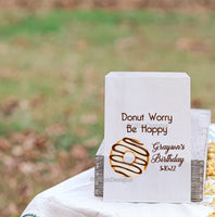 Donut Bags for Birthday Party, Doughnut Bags, Donut Worry Be Happy Personalized Goodie Bag