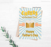 Printable Father's Day Card, Beer Cheers Happy Father's Day, Instant Downloadable Father's Day Card