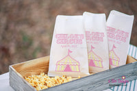Girls Circus Carnival Party Favor Bags | Circus Party Favors, Popcorn Bags, Candy Bars, Popcorn Bars, Carnival Birthday, Girls Circus