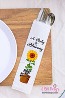 A Baby is Blooming Sunflower Baby Shower Silverware Utensil Flatware Bags