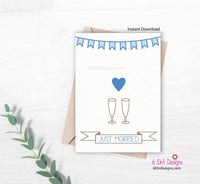 Printable Wedding Greeting Card, Just Married Downloadable Card for a Special Couple, Print at Home Wedding Card