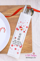 HoHoHo Santa Silverware Bags, Christmas Utensil Holders, Christmas Flatware Bags, Snowflake Silverware Bags