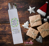 Merry and Bright Silverware Bags, Christmas Utensil Holders, Christmas Flatware Bags, Christmas Silverware Pouches