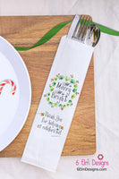 Merry and Bright Silverware Bags, Christmas Utensil Holders, Christmas Flatware Bags, Christmas Silverware Pouches