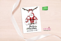 Instant Merry Christmas Greeting Card, Downloadable Holiday Christmas Card, Family Christmas Card, Santa, Print at home