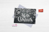 Instant Merry Christmas Greeting Card, Downloadable Holiday Christmas Card, Farmhouse Christmas Card Snowflakes, Print at home