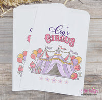 Girls Pastel Pink Circus Tent Carnival Party Favor Bags | Circus Party Favors, Popcorn Bags, Carnival Birthday, Girls Circus