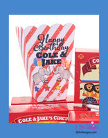 Twin Circus Popcorn Boxes | Carnival Birthday Party | Carnival Popcorn Boxes | Favor Boxes | Twins Circus Birthday