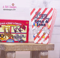 Twin Circus Popcorn Boxes | Carnival Birthday Party | Carnival Popcorn Boxes | Favor Boxes | Twins Circus Birthday