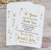 50th Anniversary Party Favor Bags | 50 Year Anniversary Favors | Gold Anniversary | Candy Bar Bags | Candy Buffet Bags | Personalized Bags