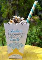 Popped the Question Popcorn Box Favors, Engagement Party Personalized Favors, Diamond Ring Favor, He Popped the Question