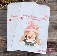Sweet Gnome with Envelope Personalized Valentines Day Goodie Bags for School or Daycare, PreK Giveaway