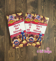 Cracker Jack Labels, Custom Cracker Jack Stickers for Bar Mitzvahs, Baseball Cracker Jacks, Bat Mitzvah Favors