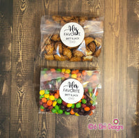 His and Her Favorite Stickers, His and Her Favorite Labels Wedding Favor Stickers, Favorite Snack Stickers, Welcome Bag Snacks