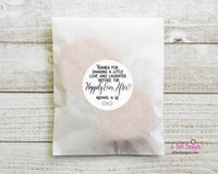 Thanks for Sharing Welcome Stickers, Welcome Bag Labels, Rehearsal Party Favor Stickers, Welcome Bag Snacks