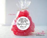 Thanks for Sharing Welcome Stickers, Welcome Bag Labels, Rehearsal Party Favor Stickers, Welcome Bag Snacks