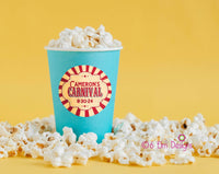 Red Vintage Carnival Stickers 2" Gloss Sticker, Label for Carnival Birthday or Baby Shower, Personalized Sticker