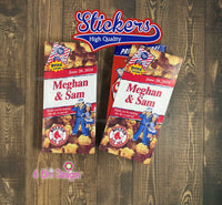 Cracker Jack Labels, Custom Cracker Jack Stickers for Weddings, Baseball Cracker Jacks, Engagement Parties, Baseball ThemeBaby Showers