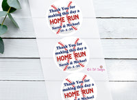 Baseball Wedding Thank You for Making This Day a Home Run Stickers 2" Gloss Sticker