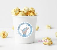 Pastel Blue Circus Elephant 2" Gloss Sticker, Label for Circus Birthday or Baby Shower, Blue Circus Theme Party
