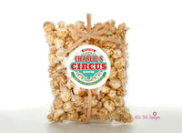 Circus Birthday Sticker Red and Turquoise Green Circus Stickers 2" Gloss Sticker, Label for Circus Birthday or Baby Shower