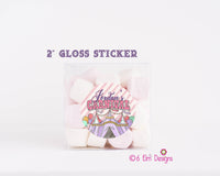 Carnival Party Theme Pink and Purple Carnival Tent 2" Gloss Sticker, Label for Carnival Birthday or Baby Shower