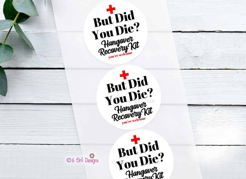 but-did-you-die-hangover-recovery-kit-sticker-welcome-bag-hangover-cu-6-elm-designs for Free Printable Hangover Kit Labels But Did you Die Hangover Recovery Kit Sticker, Welcome Bag Hangover Cu – 6 Elm Designs for Free Printable Hangover Kit Labels