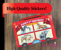 Animal Cracker Stickers, Animal Cracker Labels, Children's Carnival Birthday Party, Barnum Animal Cookies Label, Circus Theme Birthday Party