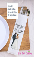 Thank You for Sharing Our First Meal Together Wedding Silverware Bags Paper Disposable Custom Bride and Groom