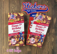 Cracker Jack Labels, Custom Cracker Jack Stickers for Birthdays, Baseball Cracker Jacks, Team Snack Day