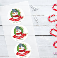Snowman Personalized Christmas Stickers, Holiday Stickers,Cookie Bag Stickers, Christmas Bag Seals,Treat Bag Stickers, Xmas Stickers