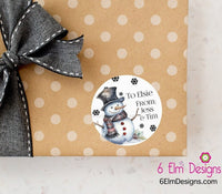 christmas present tag, personalized snowman christmas tag, black and white christmas wrapping